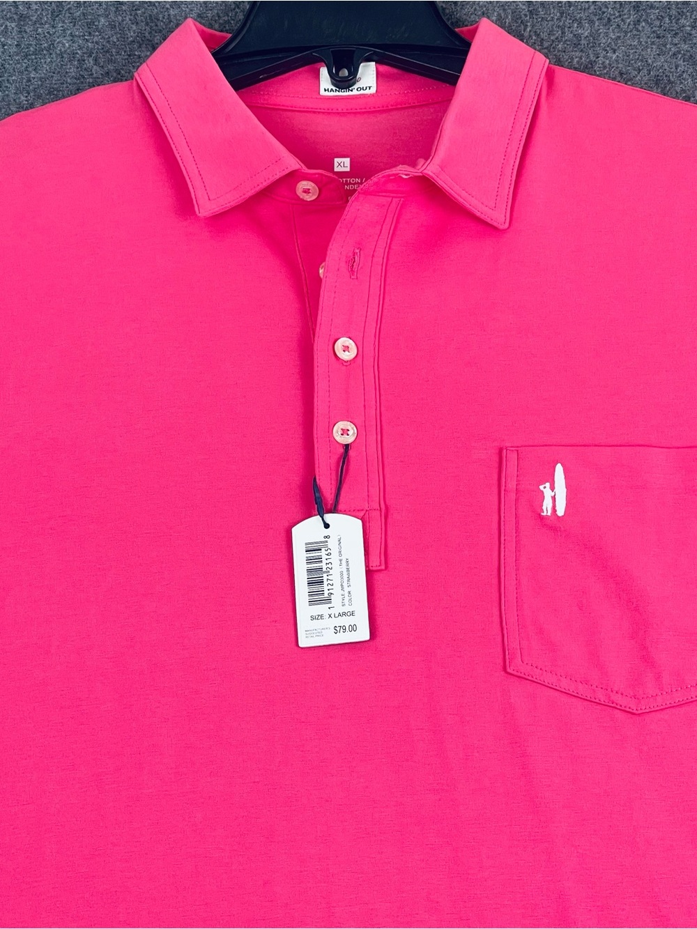 Johnnie O Original 2.0 Polo Shirt Mens XL Strawberry Pink Stretch Pocket NEW